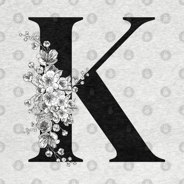 K alphabet Botanical cherry blossom sakura flowers by JunThara